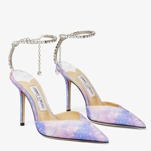BNIB Jimmy Choo Saida Bay 100 Embellished Ankle Strap Pumps Size 41.5